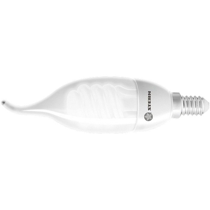 Лампа компактная люминесцентная "свеча на ветру", 9 W, 2700K, E14.8000ч Stern