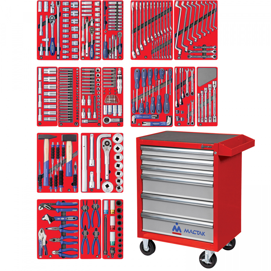 Набор инструментов "ЭКСПЕРТ" в красной тележке, 323 предмета МАСТАК 52-06323R