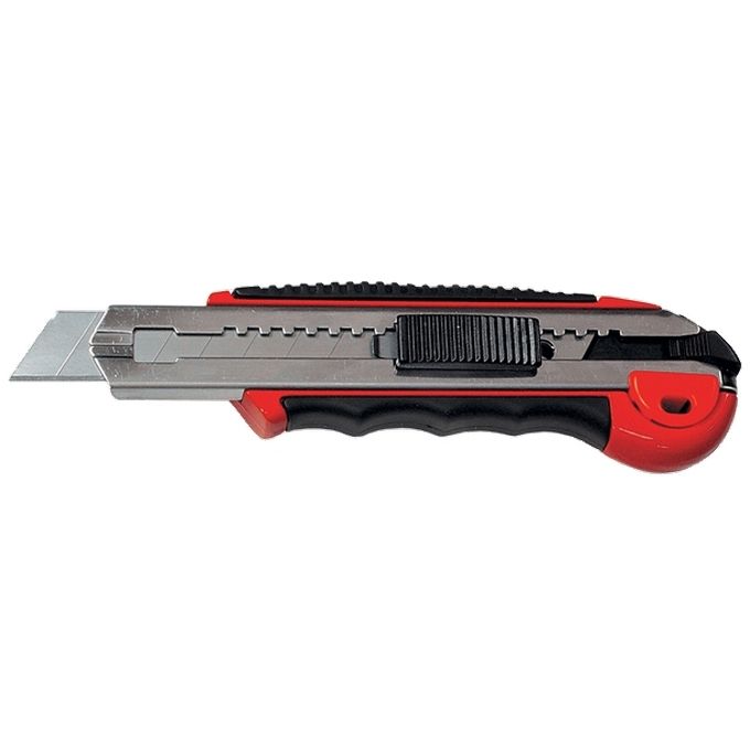 Нож, 18 мм, выдвижное лезвие, металлическая направляющая, обрезиненная ручка, 5 лезвий Matrix