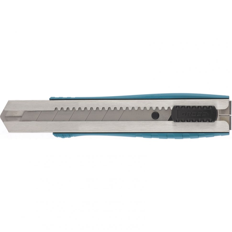Нож, 195 мм, металлический корпус, выдвижное сегментное лезвие 25 мм (SK-5), металлическая направляющая, клипса для ремня Gross