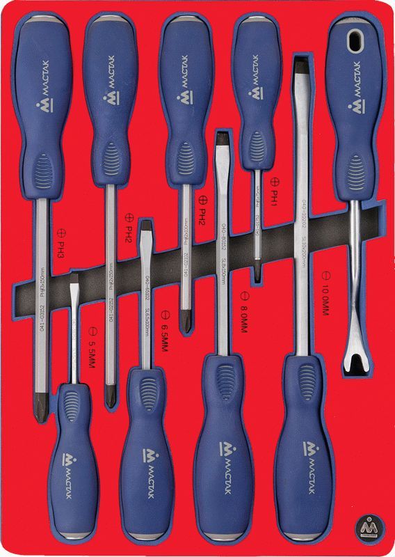 Набор отверток силовых, ложемент, 9 предметов МАСТАК 5-4009D