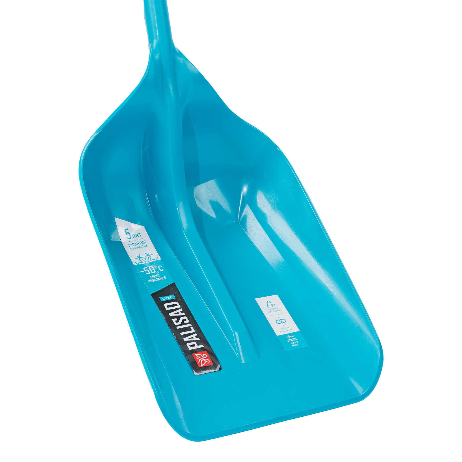 Лопата для уборки снега, полипропилен, 330х490х1265 мм, цельнолитая конструкция, LUXE Palisad