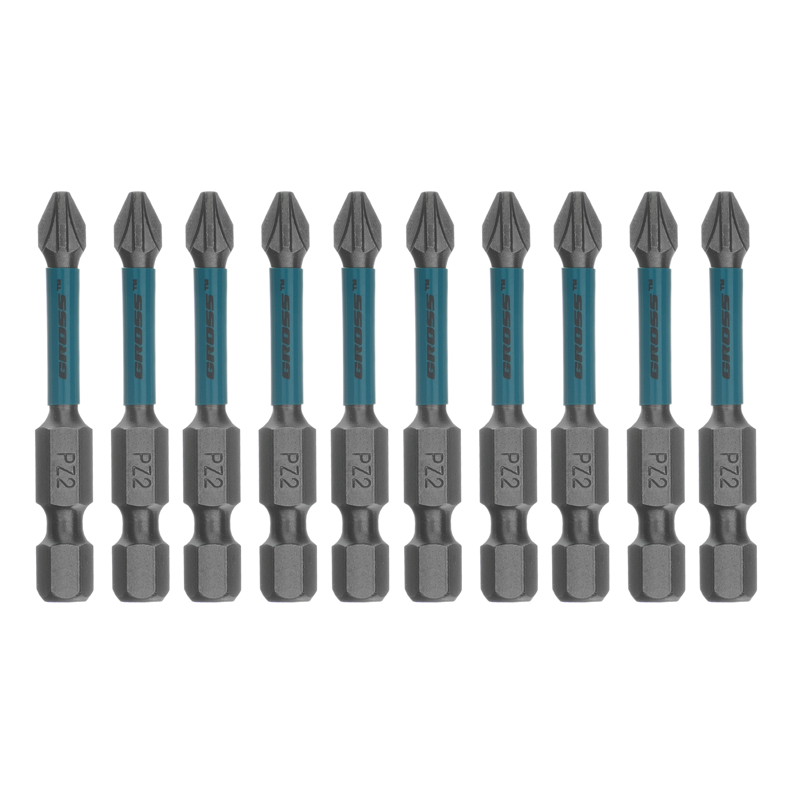 Набор бит торсионных PZ2x50 мм, для ударных шуруповертов, отрывн., 10 шт Gross