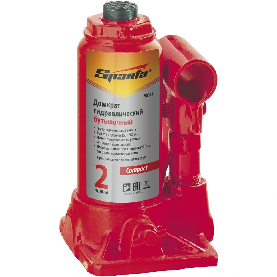 Домкрат гидравлический бутылочный 5 т, h подъема 180-340 мм Sparta Compact