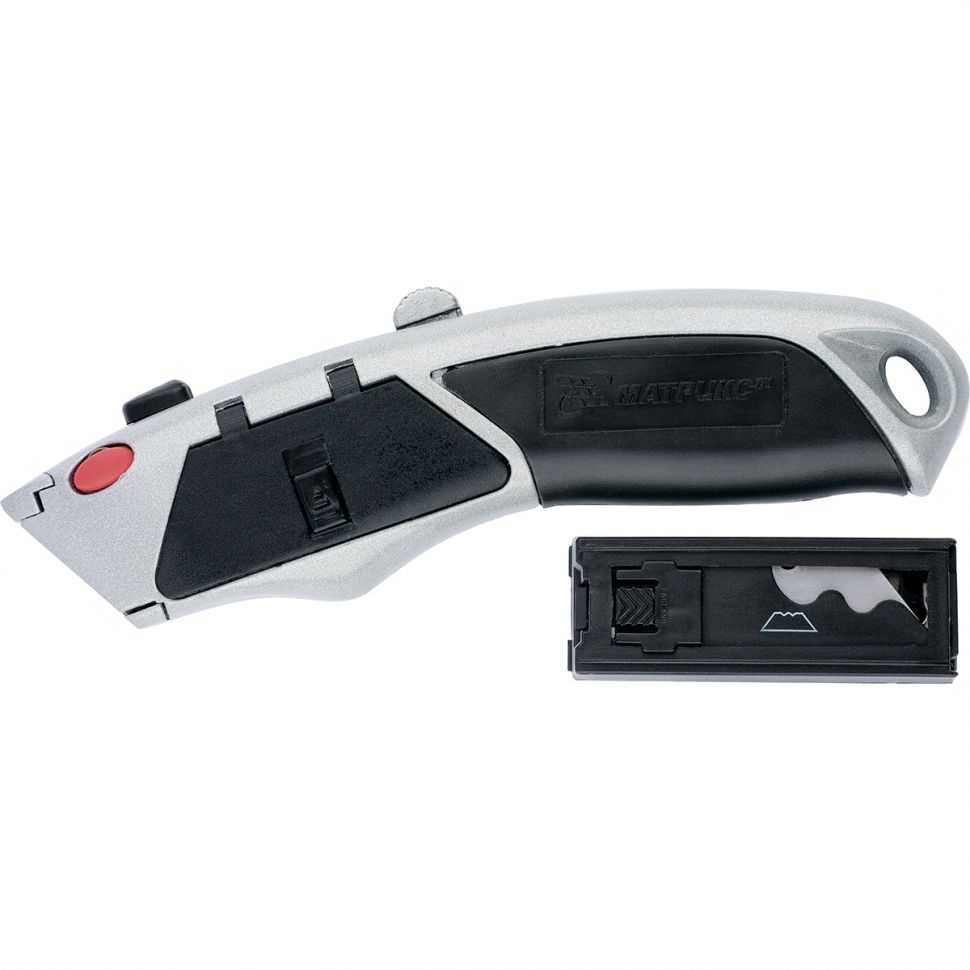 Нож, 19 мм, выдвижное трапециевидное лезвие, металлический корпус, 8 лезвий Matrix