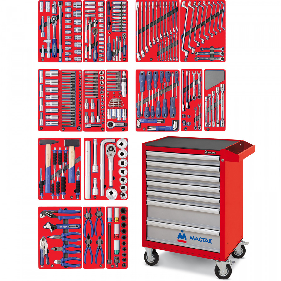Набор инструментов "ЭКСПЕРТ" в красной тележке, 323 предмета МАСТАК 52-07323R