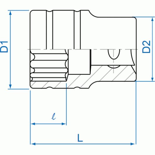 Головка торцевая стандартная двенадцатигранная 1/2", 11/16", дюймовая KING TONY 433022S