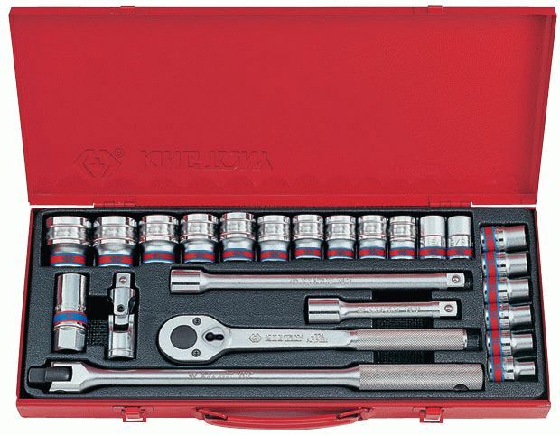 Набор торцевых головок с принадлежностями 1/2", двенадцатигранные, 5/16"-1&1/4", 24 предмета KING TONY 4032SR