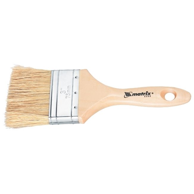 Кисть плоская "Евро" 2.5", натуральная щетина, деревянная ручка MTX