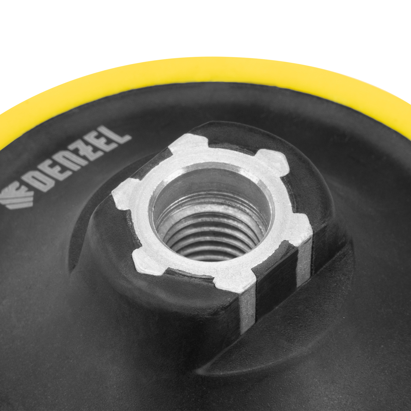 Тарелка опорная для дрели и УШМ с липучкой, 115 мм, стандартная, с адаптером c М14 на d8 Denzel