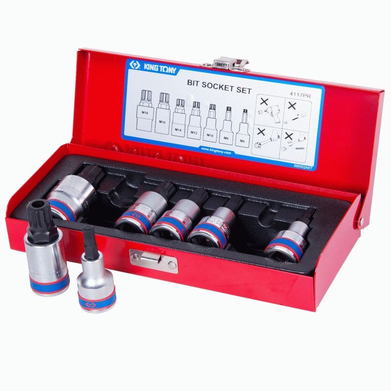 Набор торцевых насадок 1/2", Spline, M6-M18, L = 60 мм, 7 предметов  KING TONY 4117PR