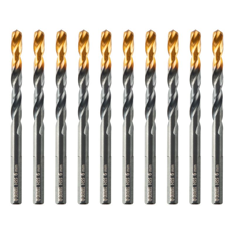 Сверло по металлу, 6 мм, HSS-Tin, Golden Tip, 10 шт. Denzel