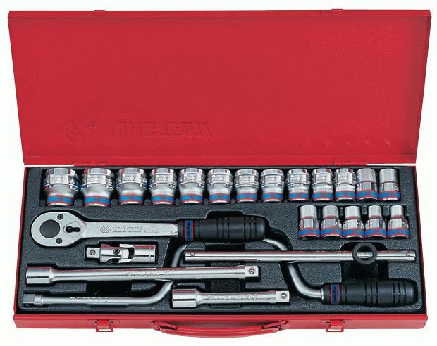 Набор торцевых головок с принадлежностями 1/2", шестигранные, 10-32 мм, 24 предмета KING TONY 4325MR