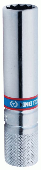 Головка свечная двенадцатигранная 3/8", 14 мм, L = 90 мм, резиновый фиксатор KING TONY 36C014