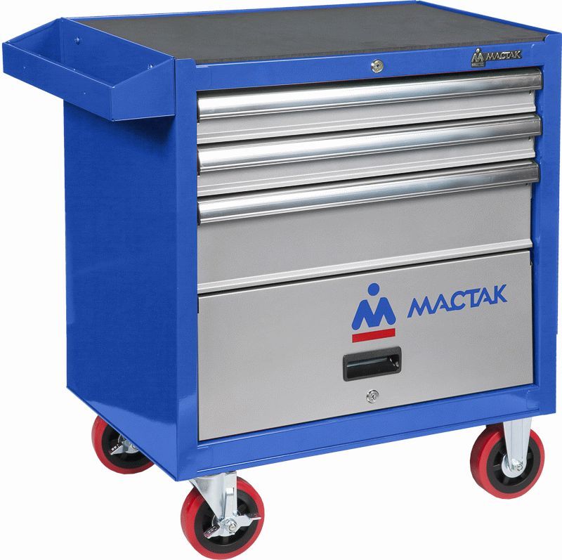 Тележка инструментальная, 3 ящика и отсек, синяя МАСТАК 522-03581B