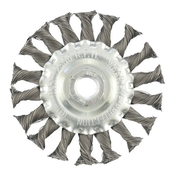 Щетка для УШМ 100 мм, М14, плоская, крученая проволока 0.35 мм Matrix