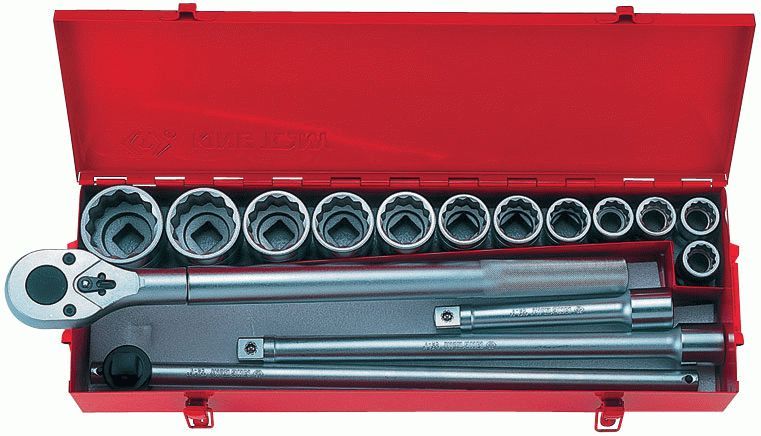 Набор торцевых головок с принадлежностями 3/4", двенадцатигранные, 21-50 мм, 16 предметов KING TONY 6016MR