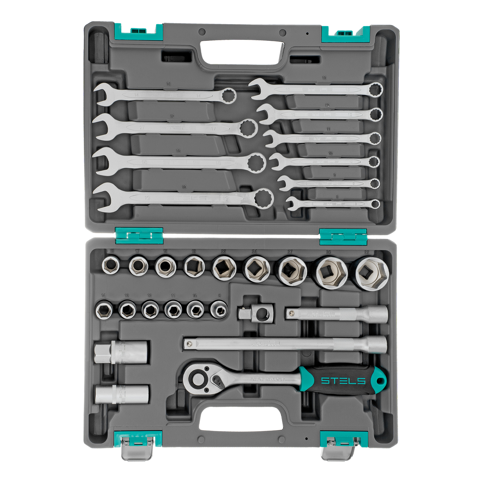 Набор инструментов, 1/2", CrV, пластиковый кейс 31 предмет Stels