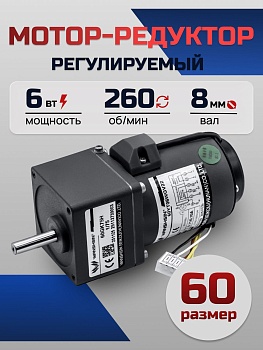 Регулируемый мотор-редуктор 60YT06WGV22X/60GK5H 6 Вт 260 об/мин 220 В