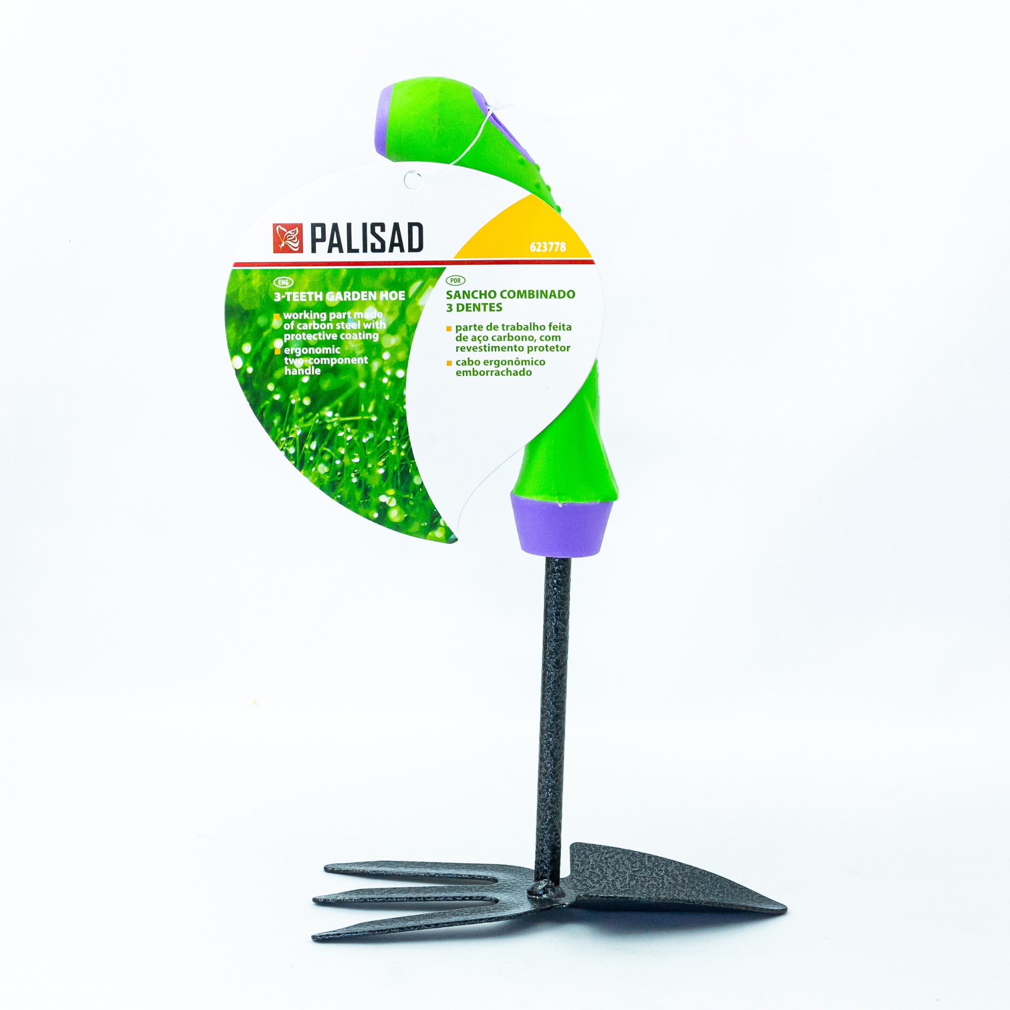 Мотыжка комбинир, профиль "лепесток" и 3-зубая, защ. покр, обрез. эргономичная рукоятка Palisad