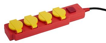 Удлинитель силовой СТРОИТЕЛЬ, 8 м, 3500 Вт, 4 гнезда, с крышками, ПВС 3x1 мм2 СВЕТОЗАР