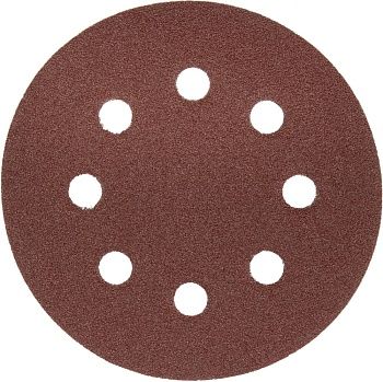 Круг шлифовальный ЗУБР "Мастер" универсальный, из абразивной бумаги на велкро основе, 8 отверстий, Р80, 125мм, 5шт