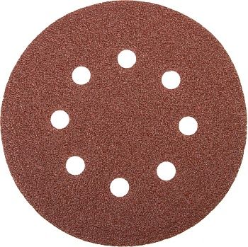 Круг шлифовальный универсальный STAYER "MASTER" из абразивной бумаги на велкро основе, 8 отверстий, Р40, 125мм, 5шт