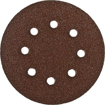 Круг шлифовальный ЗУБР "СТАНДАРТ" из абразивной бумаги на велкро основе, 6 отв., Р40, 150мм, 5шт