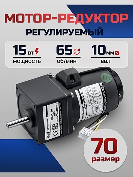 Регулируемый мотор-редуктор 70YT15WGV22X/70GK20H 15 Вт 65 об/мин 220 В