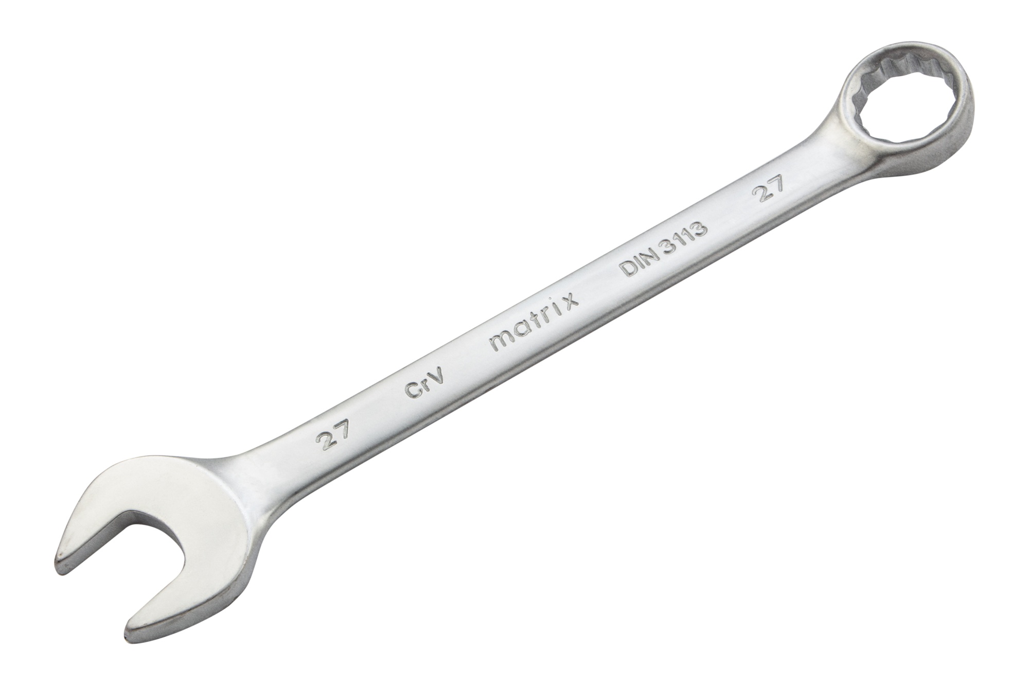Ключ комбинированный, 27 мм, CrV, матовый хром Matrix