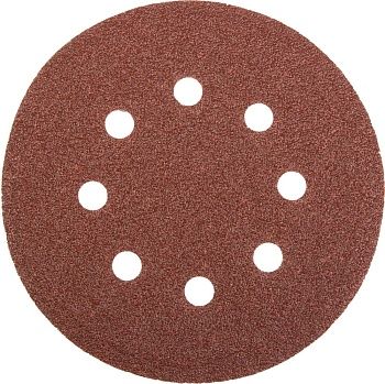 Круг шлифовальный универсальный STAYER "MASTER" из абразивной бумаги на велкро основе, 8 отверстий, Р60, 125мм, 5шт